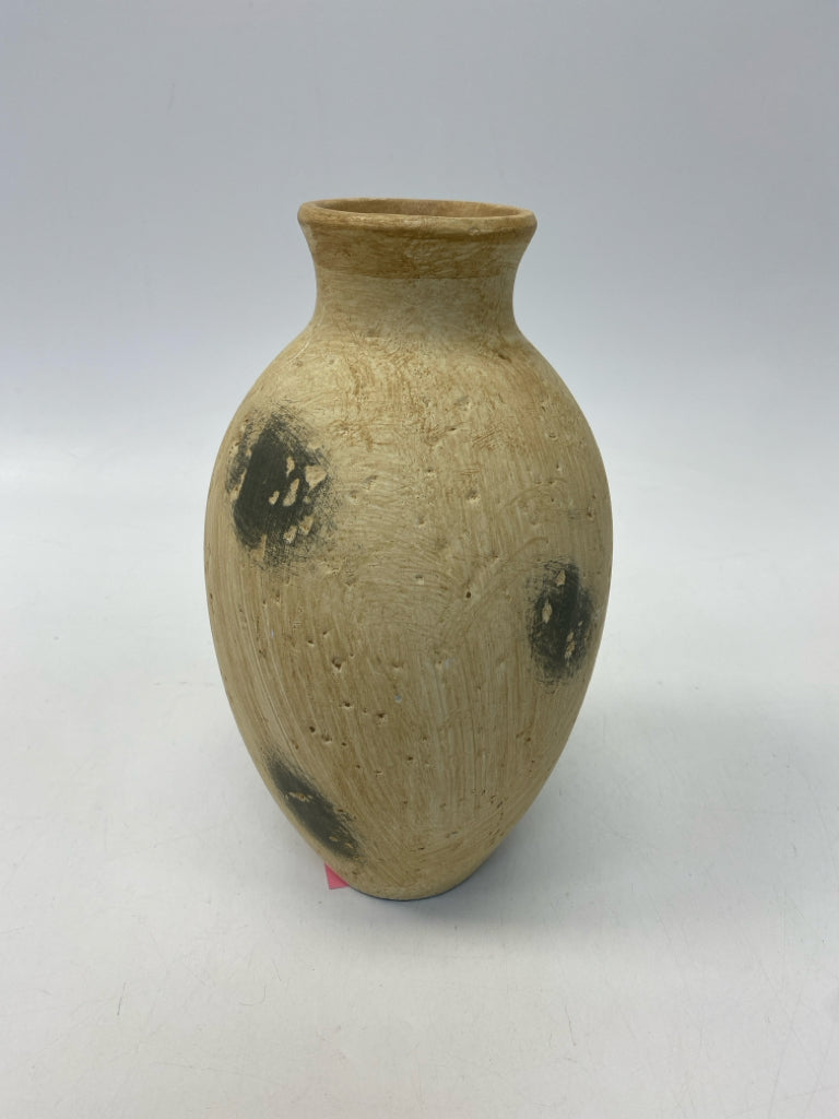 Cream Gray Rustic Ceramic Vase