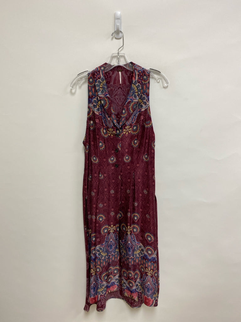 Free People Size XS Burgundy/Blue Beige/Coral Duster Ladies Vest