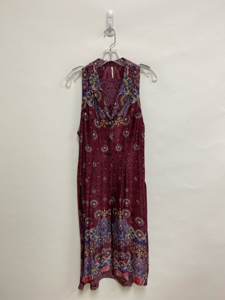 Free People Size XS Burgundy/Blue Beige/Coral Duster Ladies Vest