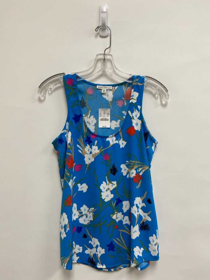 NWT J Crew Size XXS Blue White/Multi Floral Sleeveless Ladies Top