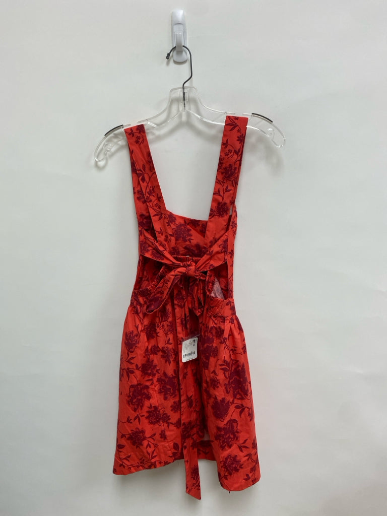 NWT Free People Size S Red Brick Flowers Sleeveless Ladies Dress