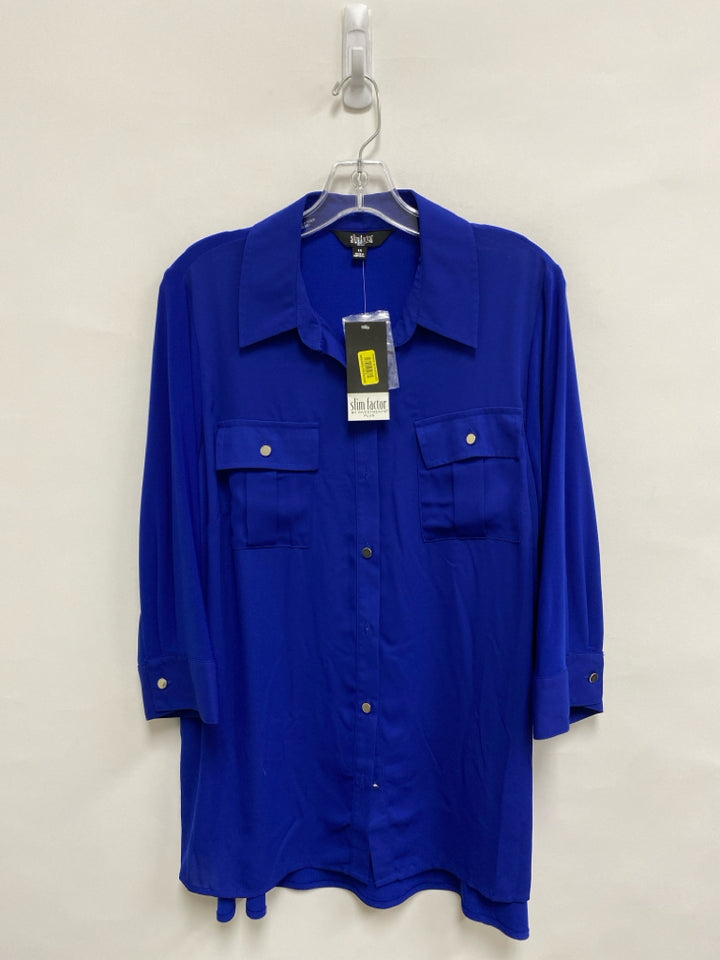NWT investments Size 1X Royal Blue Button Up Plus Size Top
