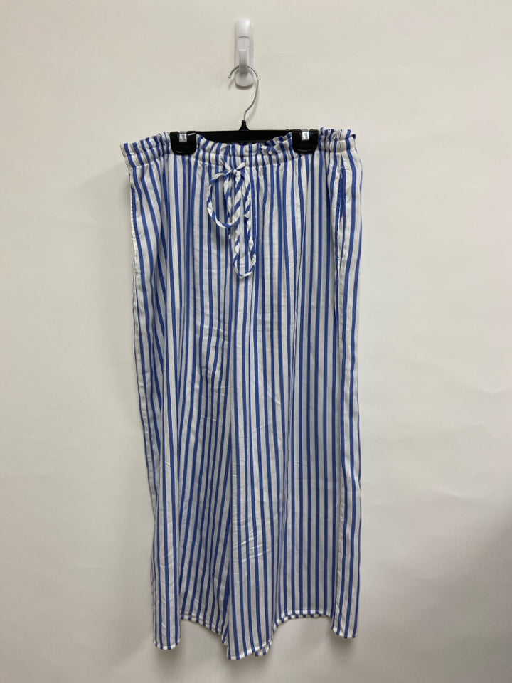bella dahl Size L White Blue Striped Ladies Pants