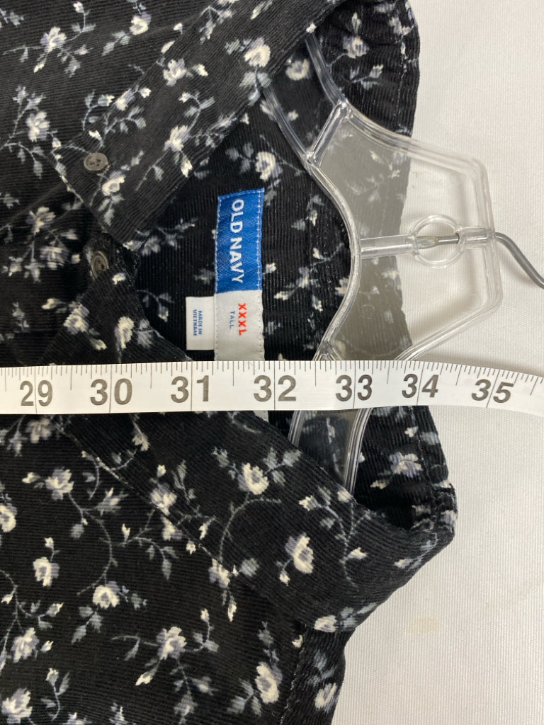 NWT Old Navy Size 3X Black White/Gray Flowers Corduroy Men&