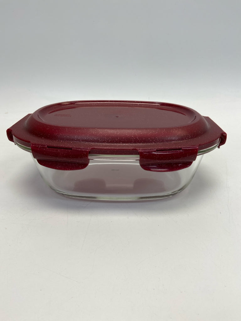 Lock &amp; Lock Red Clear Glitter Glass Storage Container
