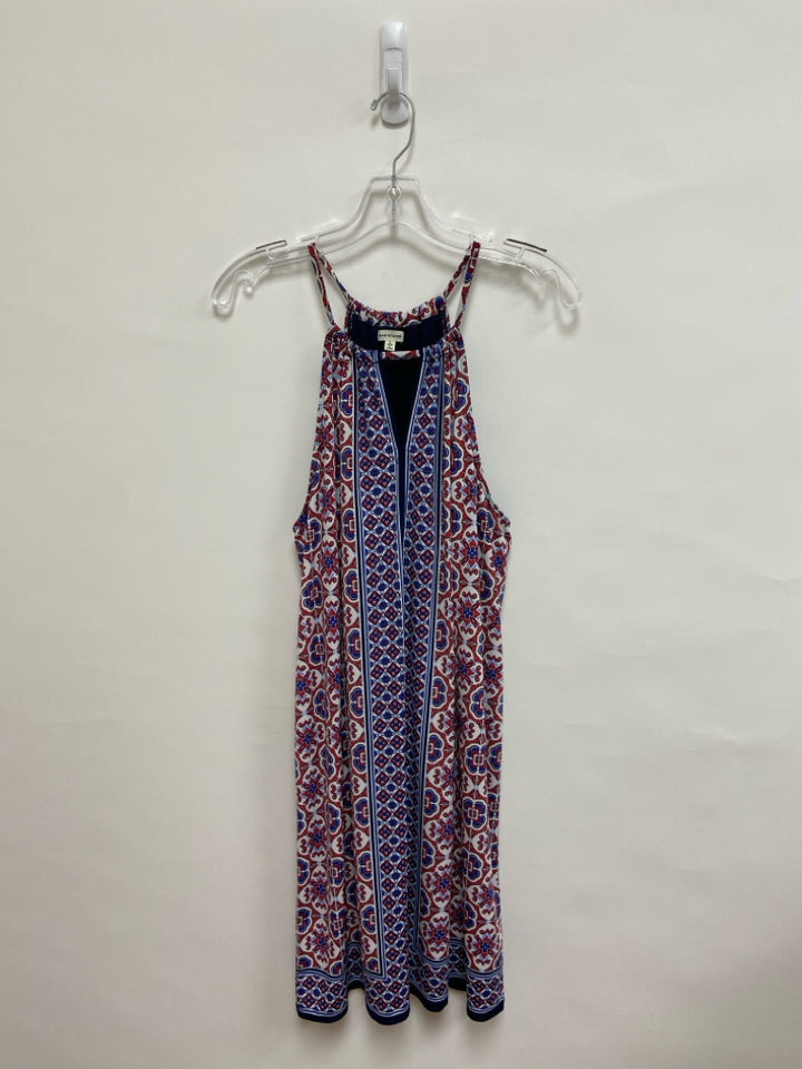 Max Studio Size L White Blue/Red Print Sleeveless Ladies Dress