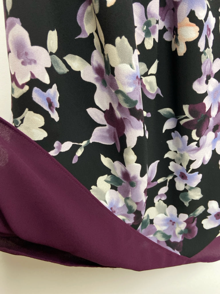 NWT Wht House/Blk Mkt Size 10 Black Purple/Green Flowers Sleeveless Ladies Dress