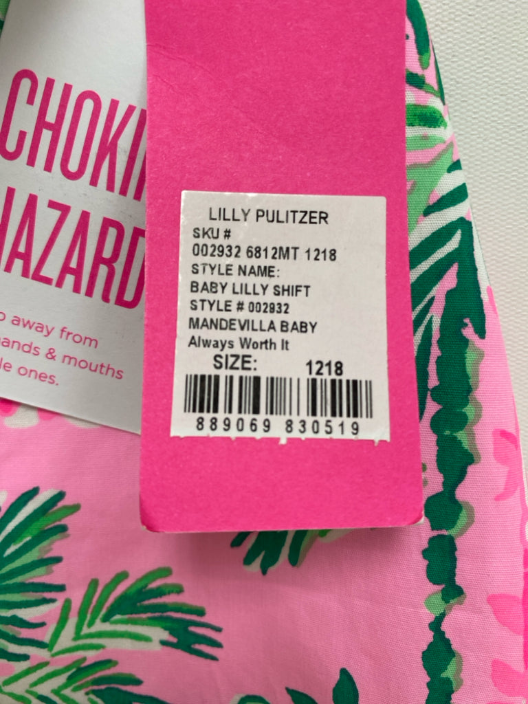NWT LILLY PULITZER SIZE 12-18M Pink Green/White Palm Tree Sleeveless Girl&