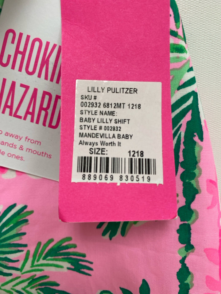NWT LILLY PULITZER SIZE 12-18M Pink Green/White Palm Tree Sleeveless Girl&