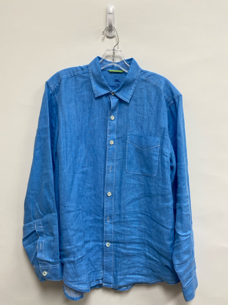 Tommy Bahama Size M Turquoise Button Up Linen Men&