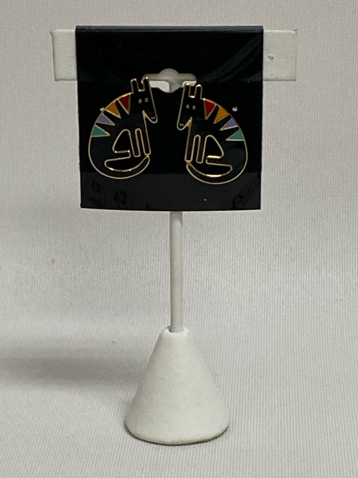 Black/Gold Multi Color Dogs Earrings