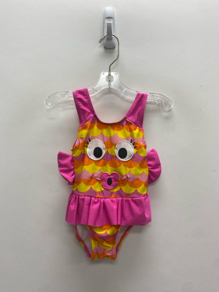 SIZE 2T Hot Pink Yellow/Orange Fish Girl&