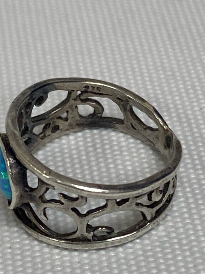 Silver Light Blue Dots Ring