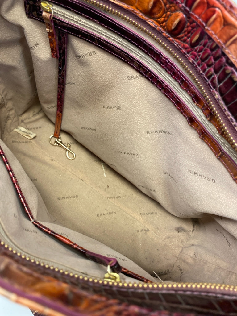 Brahmin Purple Coral Embossed Handbag