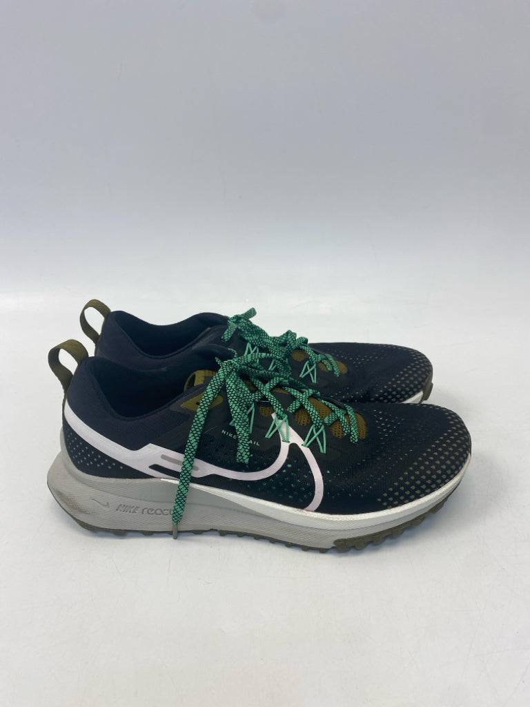Nike US Shoe Size 10 Black/Green Lace-up Sneakers