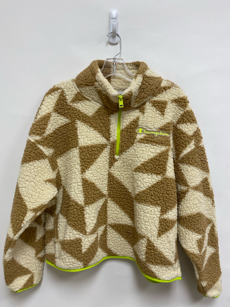Champion Size L Cream Tan Geometric Sherpa Ladies Pullover