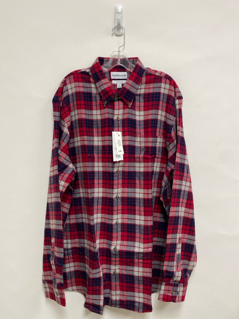 NWT Saddlebred Size XL Red/Navy Gray Plaid Men&