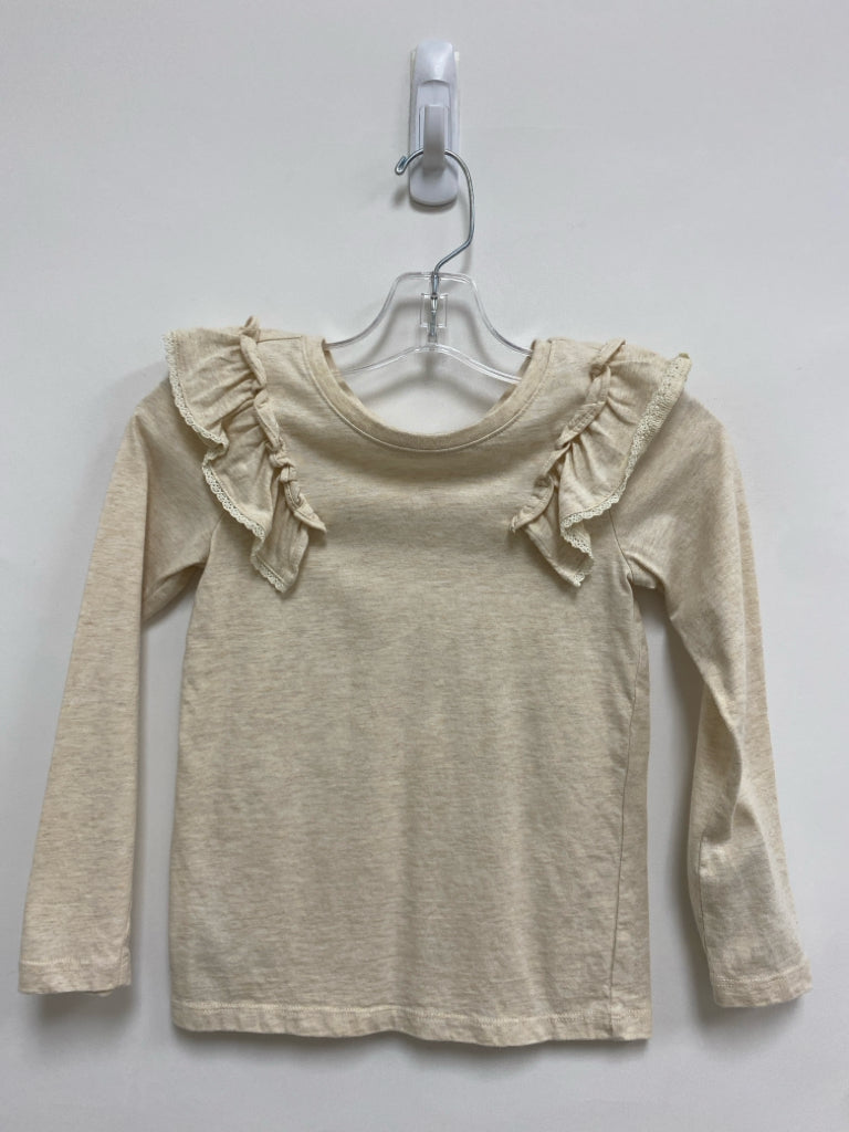 Tea SIZE 5 Oatmeal Ruffles Long Sleeve Tee Girl&