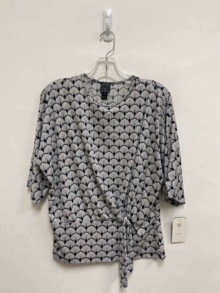 NWT Clara Sun Woo Size M White Black Fan Ladies Top