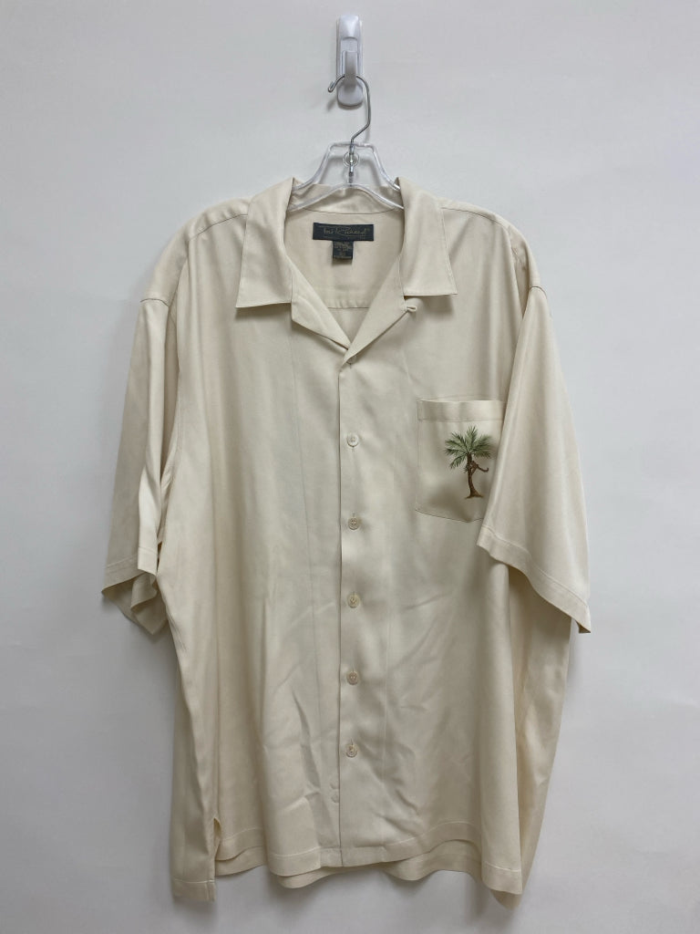 Tori Richard Size 2X Cream Palm Trees Silk Men&