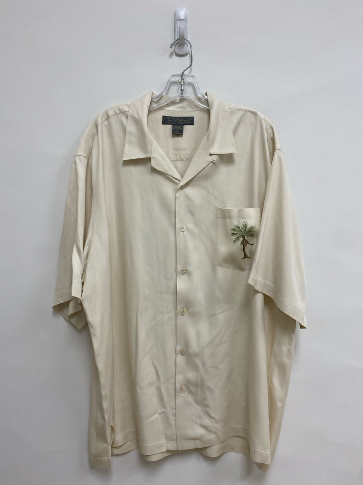 Tori Richard Size 2X Cream Palm Trees Silk Men&