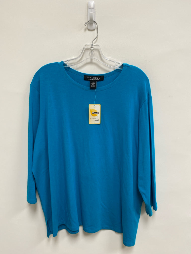 NWT Dialogue Size 1X Turquoise 3/4 Sleeve Plus Size Top