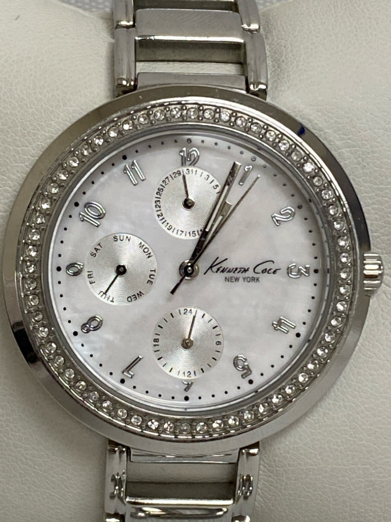 Kenneth Cole Silver Color Clear Jeweled Ladies Wristwatch