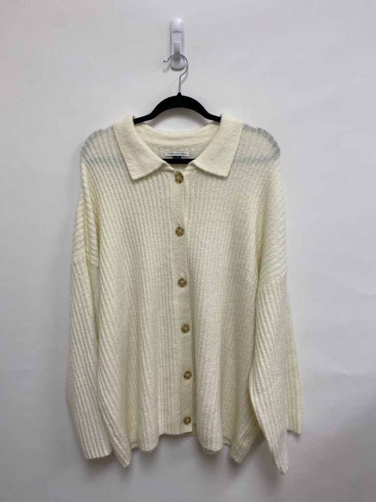 American Eagle Size XL Cream Ribbed Cardigan Ladies Sweater