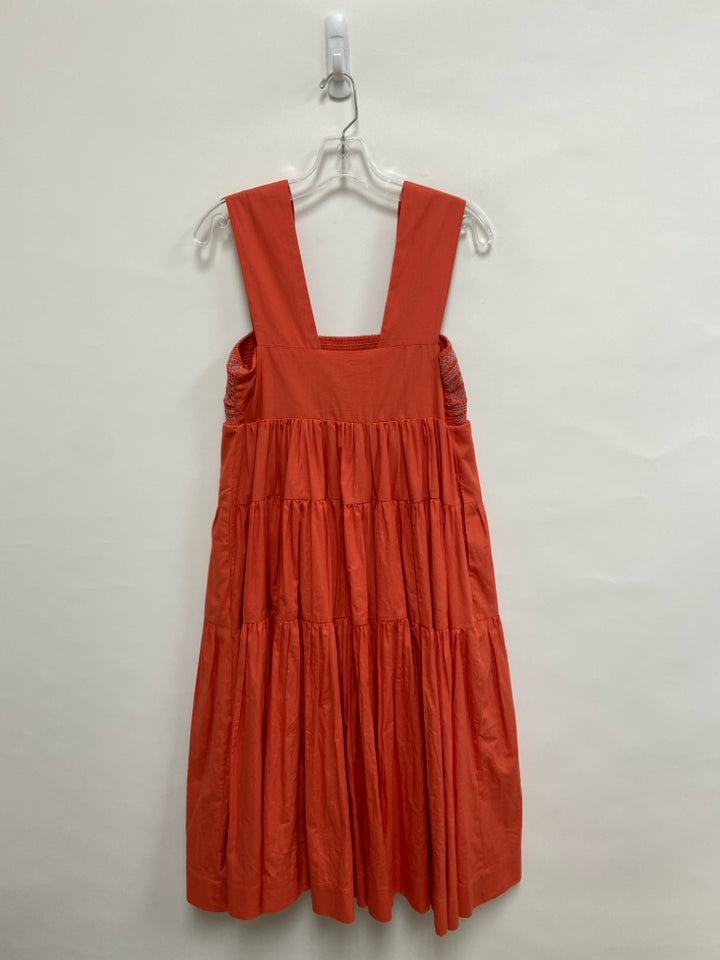 Anthropologie Size XS Orange Blue Smocking Sleeveless Ladies Dress