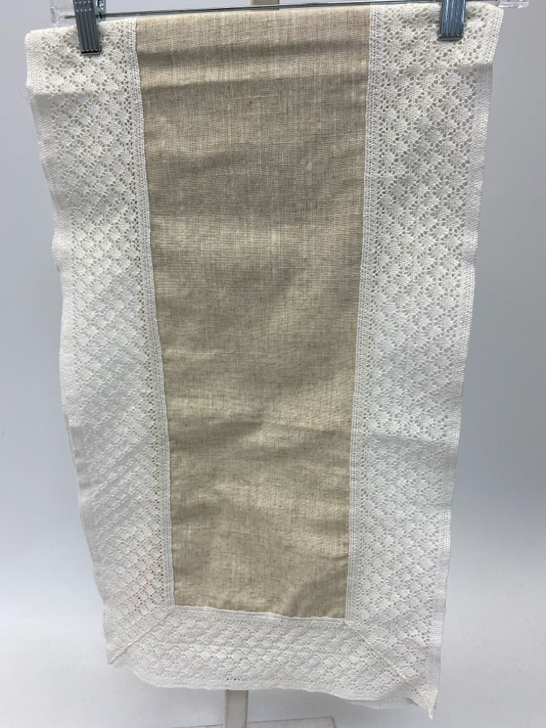 Natural Cream Lace Trimmed Table Runner