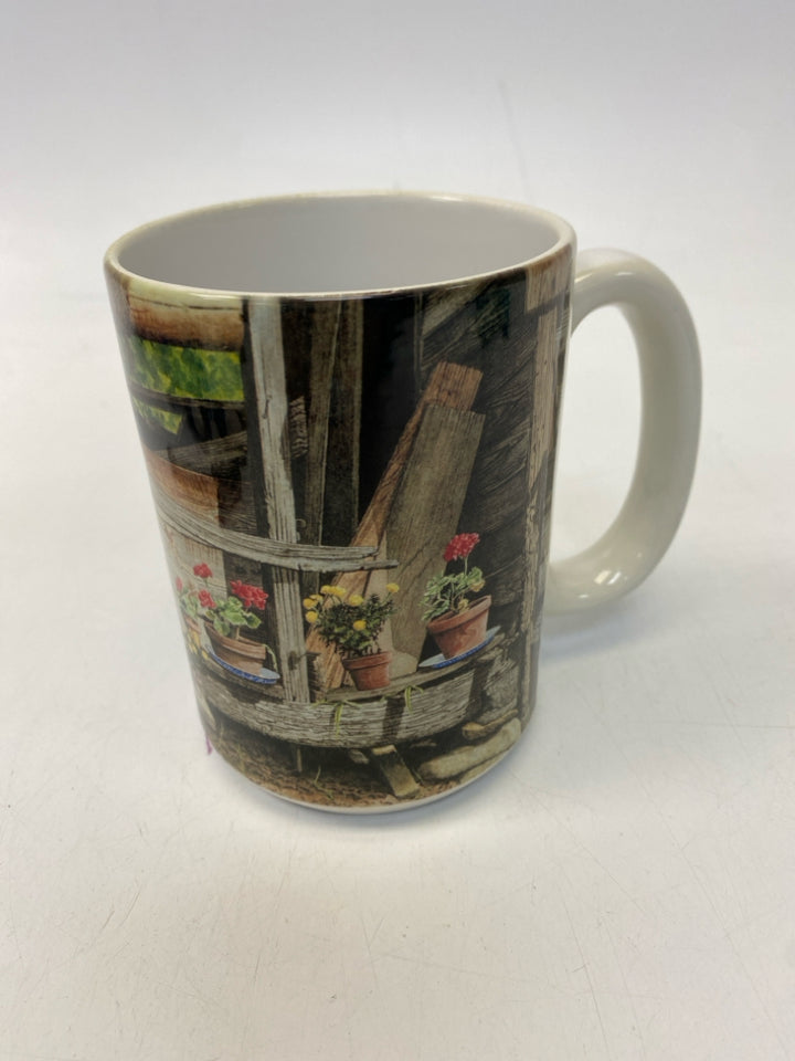 Bob Timberlake White Multi Color Floral Ceramic Coffee Mug