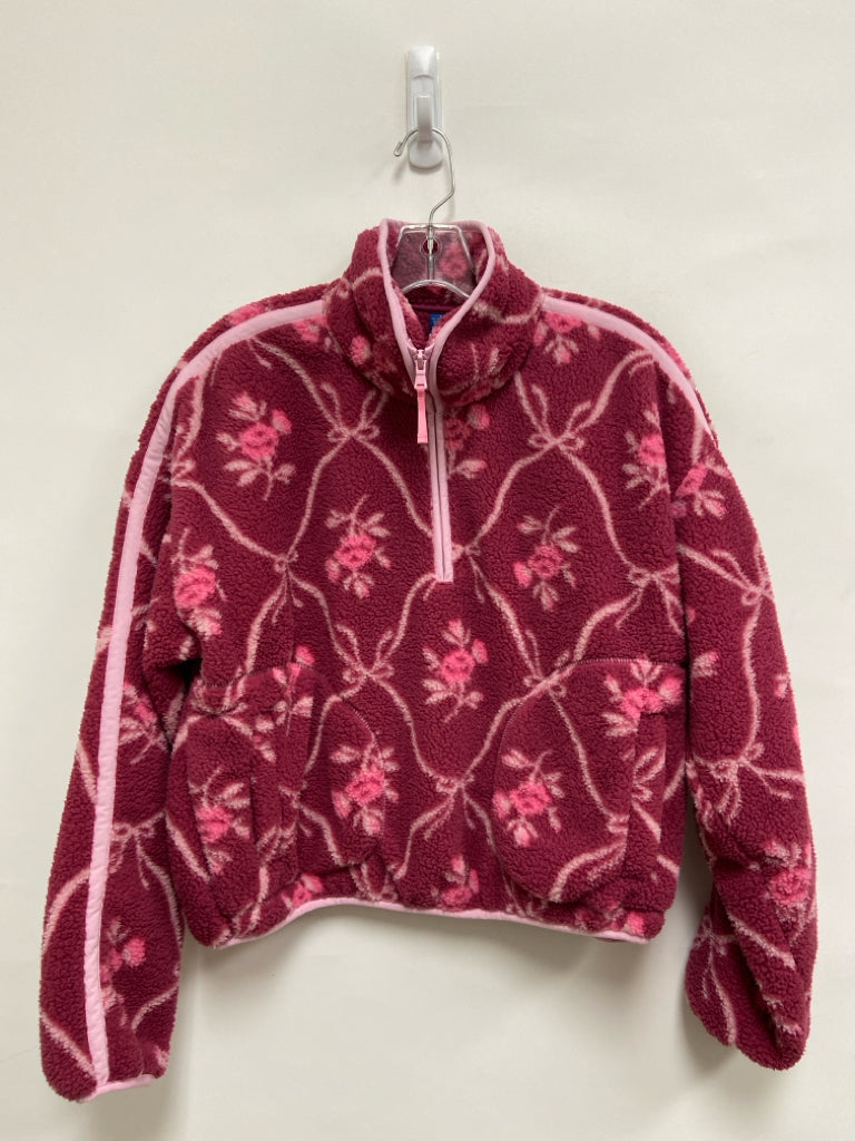 Old Navy Size S Raspberry Pale Pink Flowers Cropped Ladies Pullover