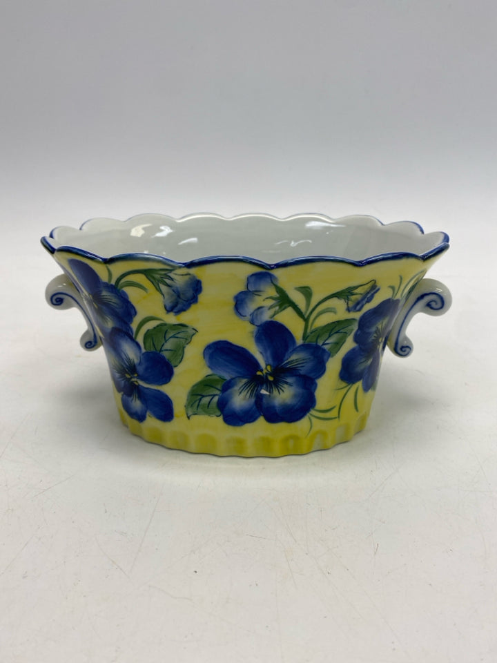 Andrea/Sadek Yellow/Blue White Floral Planter