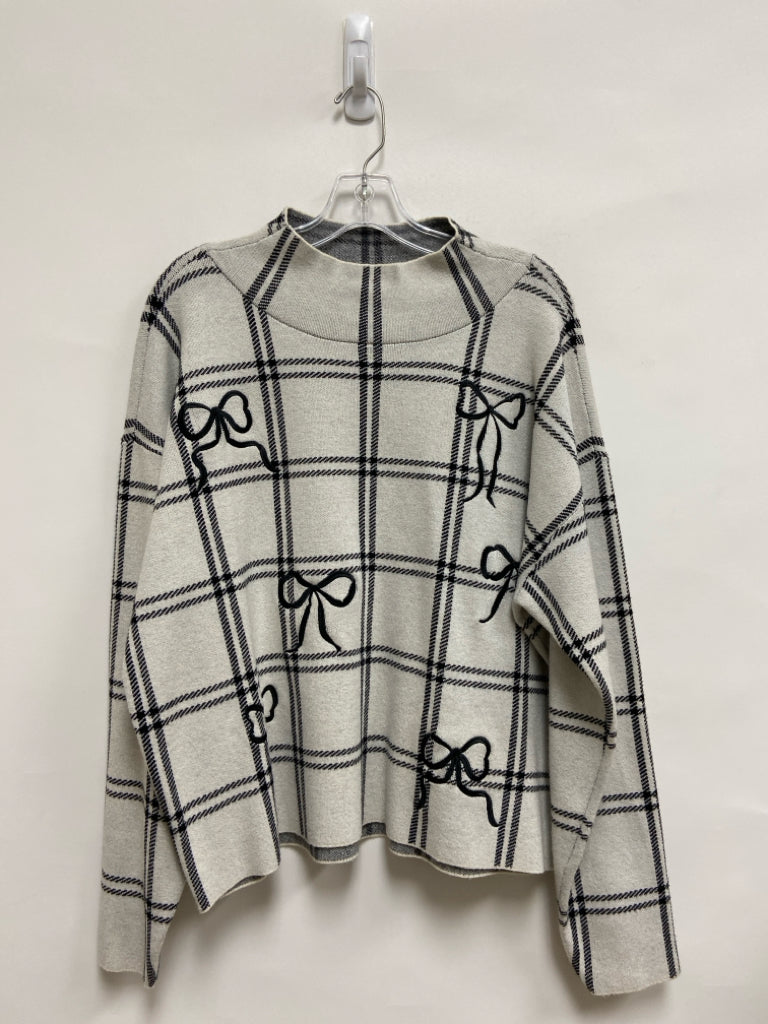 Maeve Size L Pale Gray Black Bows Ladies Sweater