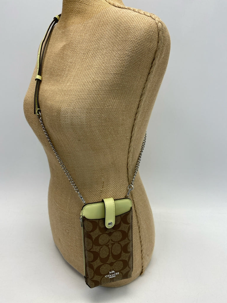 Coach  Size Brown Lime Green Signature Crossbody