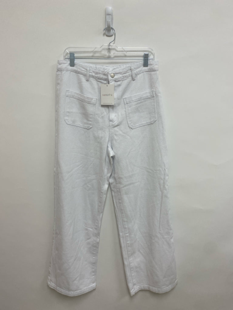 NWT COMPANIA FANTASTICA Size 12 White Wide Leg Ladies Jeans