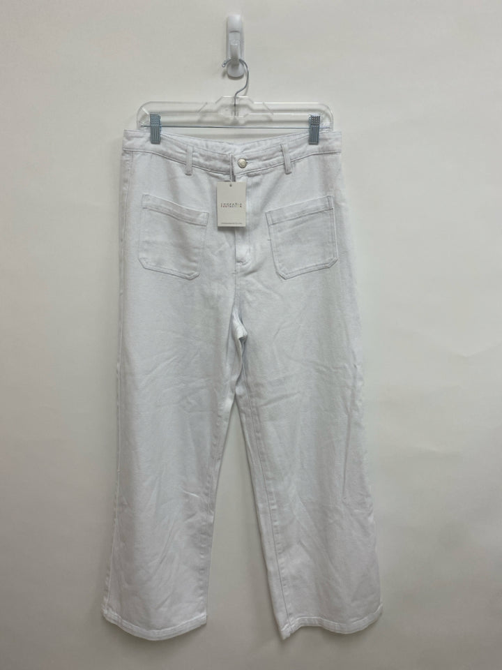 NWT COMPANIA FANTASTICA Size 12 White Wide Leg Ladies Jeans