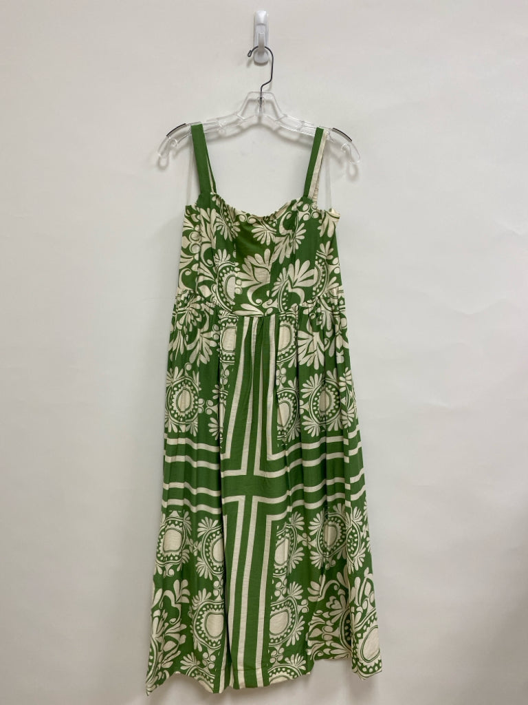NWT Umgee Size M Cream/Olive Stripes/Flowers Sleeveless Ladies Dress
