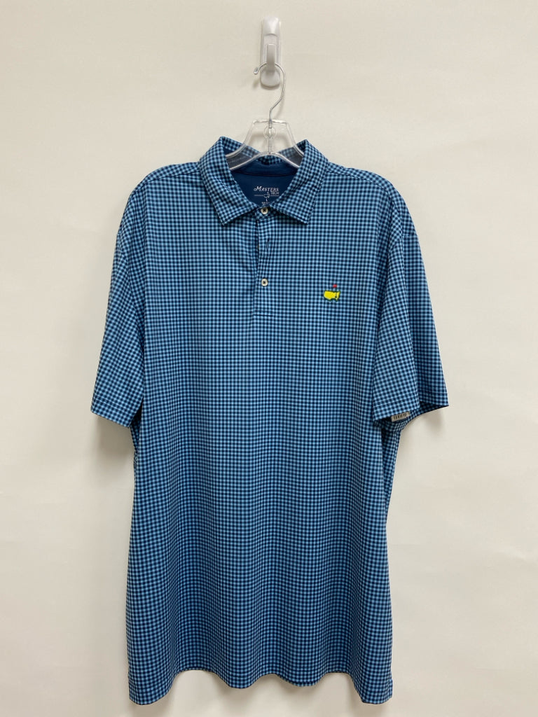 Masters Collection Size L Navy/Blue Checkered Polo Men&