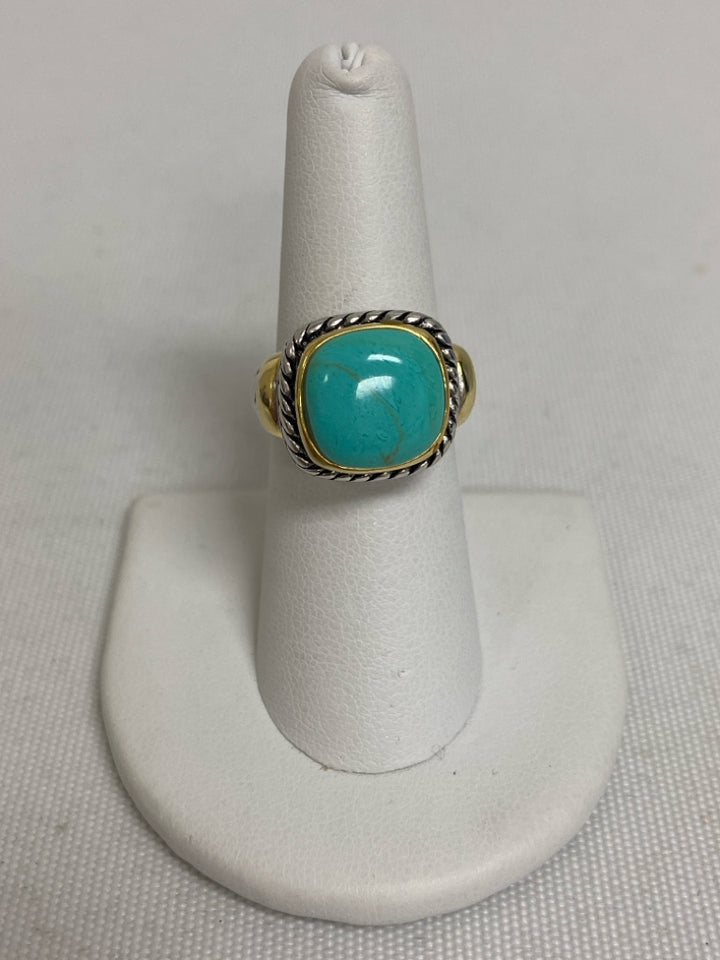 Silver/Gold Turquoise Braided Ring
