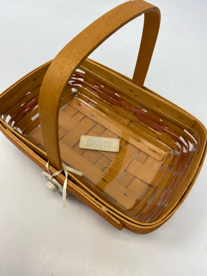 Longaberger Brown Red Woven Wood Basket