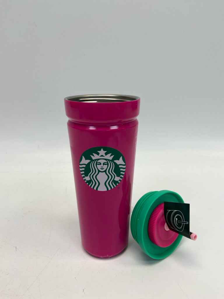 NEW Starbucks Dark Pink Green Tumbler