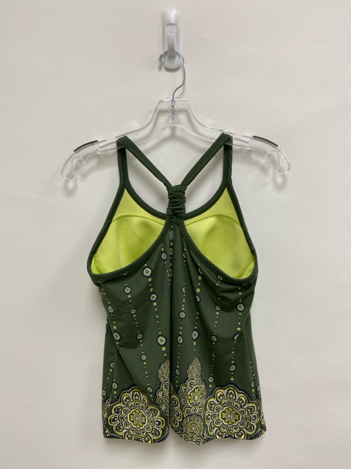 Athleta Size M Green Yellow/White Medallion Tank Athletic Top