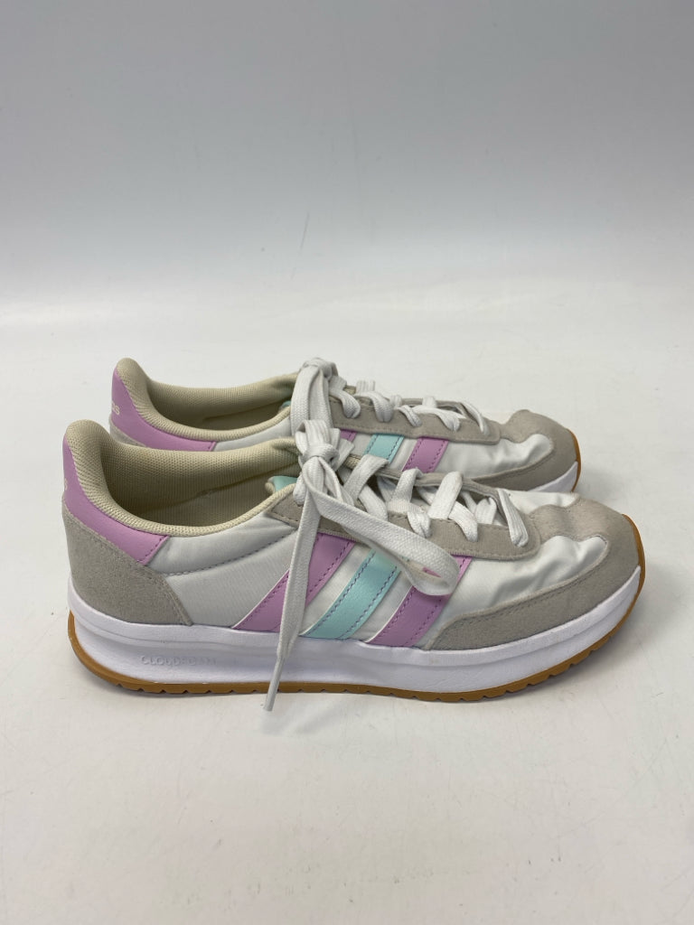 Adidas  Size 6 White Purple/Aqua Lace-up Sneakers