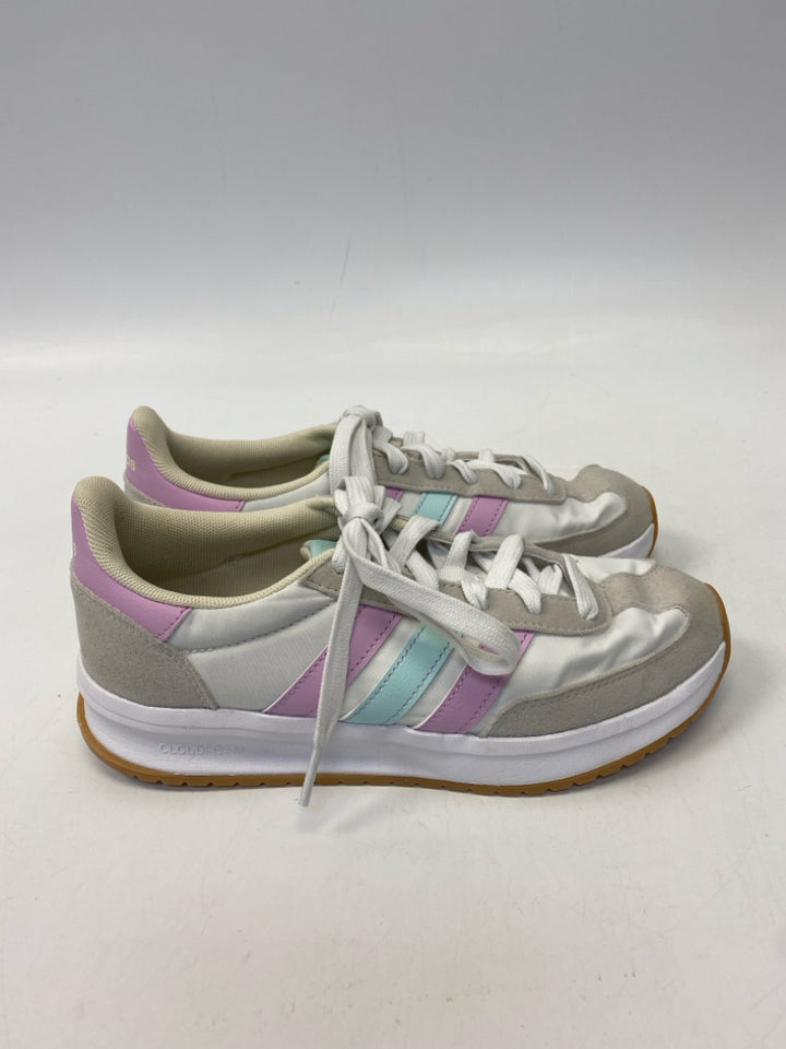 Adidas  Size 6 White Purple/Aqua Lace-up Sneakers