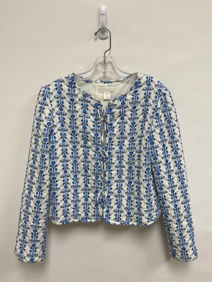 Caroline Constas Size M White Navy/Blue Floral Ladies Jacket