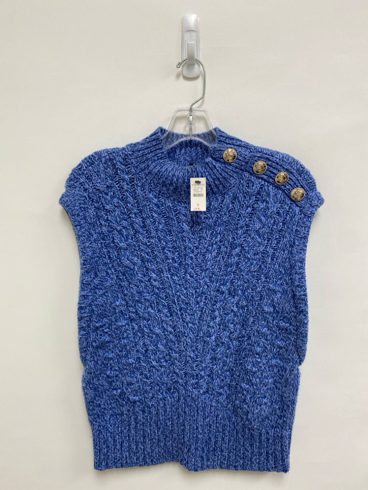 NWT Talbots Size S Blue Heather Cable Knit Ladies Sweater Vest