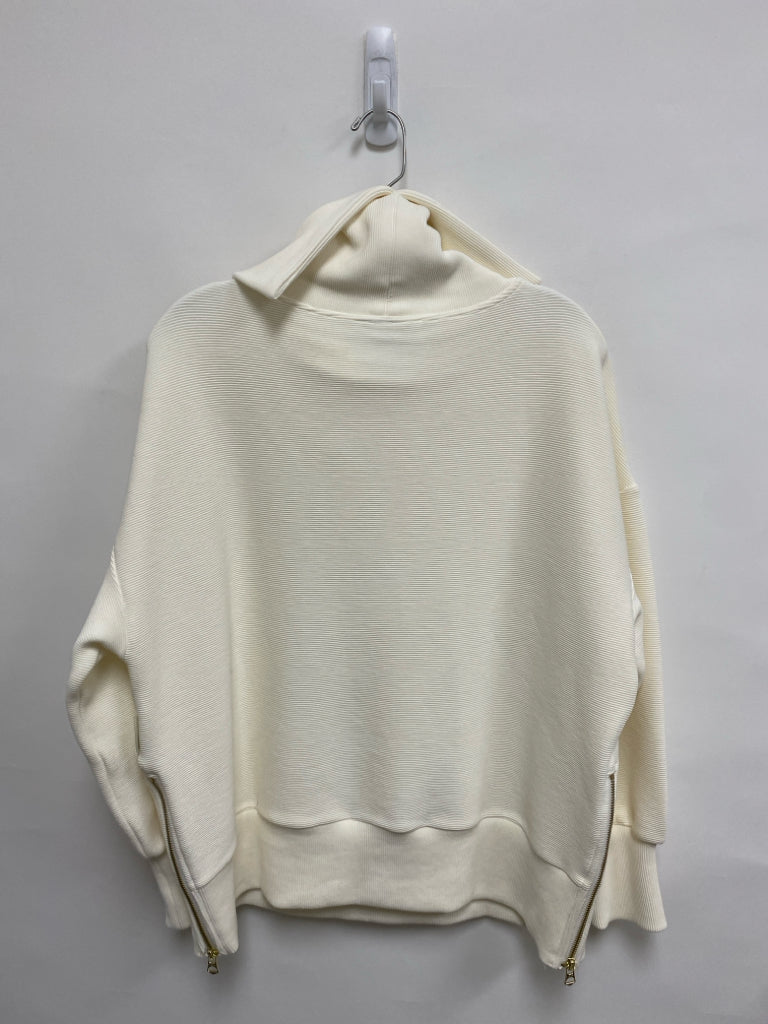 VARLEY Size L Ivory Ribbed Cowl Neck Ladies Sweatshirt