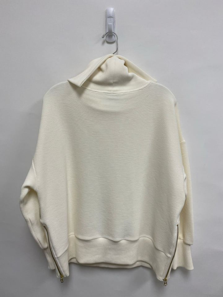 VARLEY Size L Ivory Ribbed Cowl Neck Ladies Sweatshirt