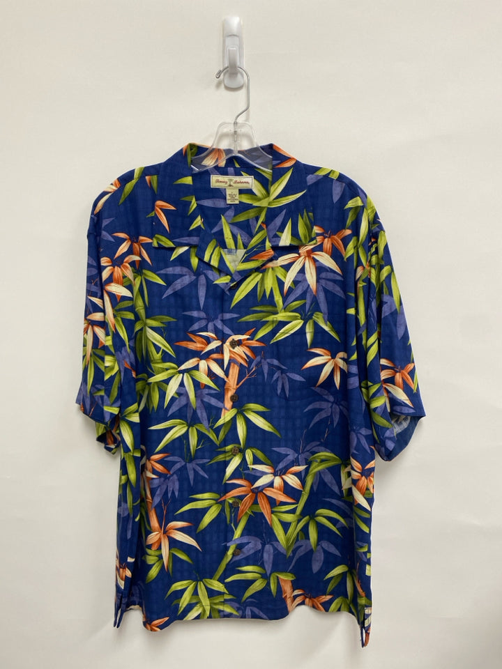 Tommy Bahama Size L Navy Green/Brown Tropical Button Up Men&